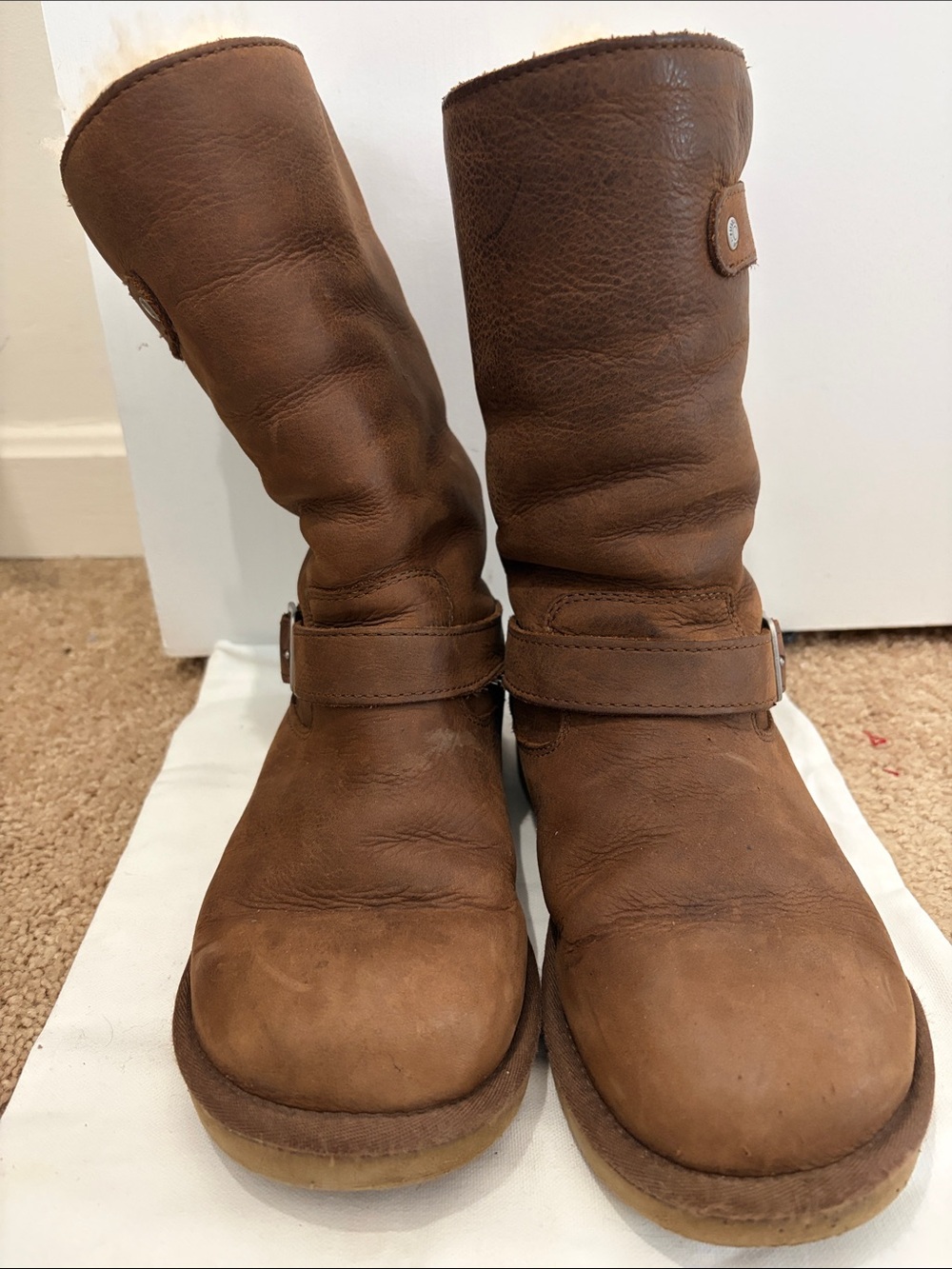 UGG Brown Leather Heeled Boots